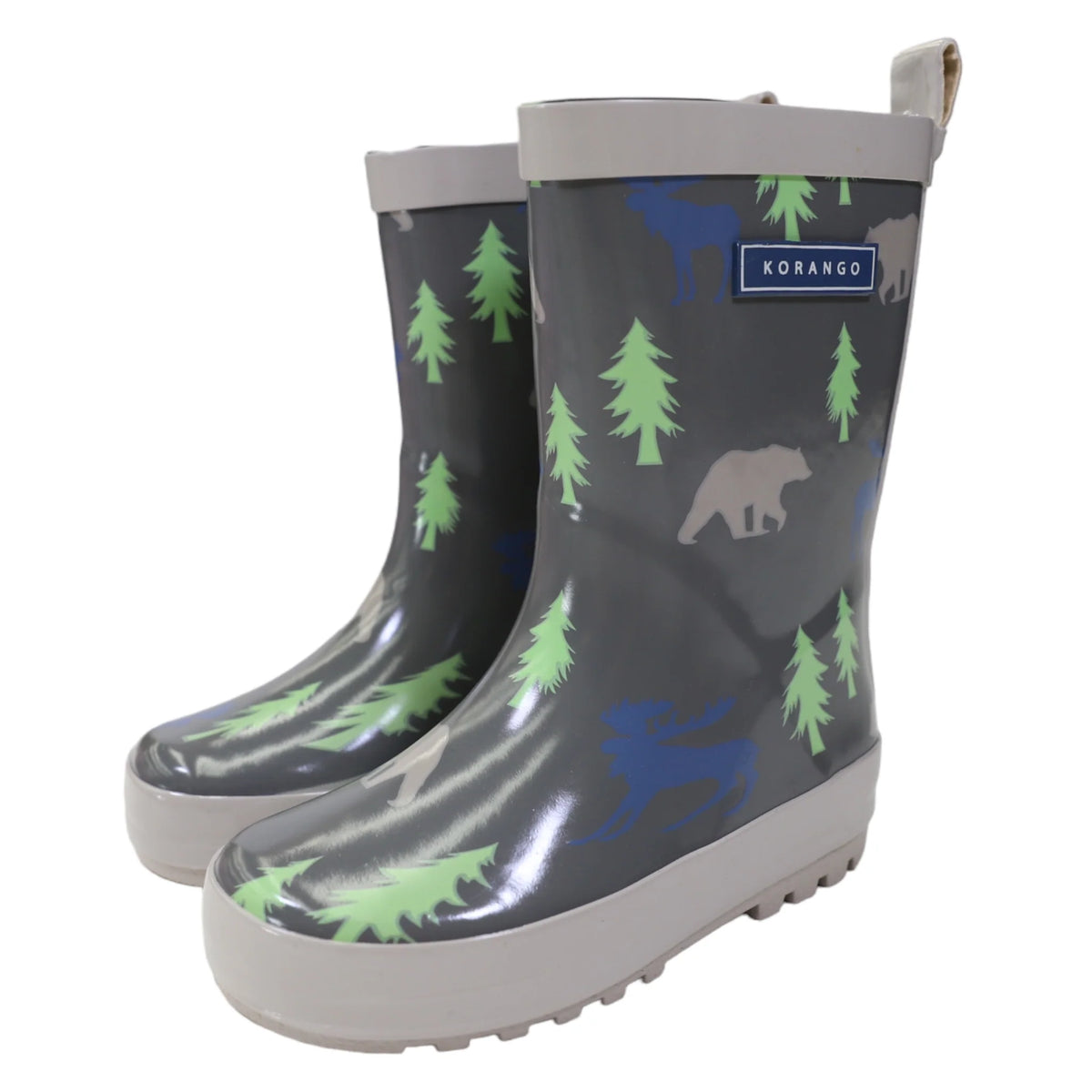 Korango - Bear Printed Gumboot - Charcoal