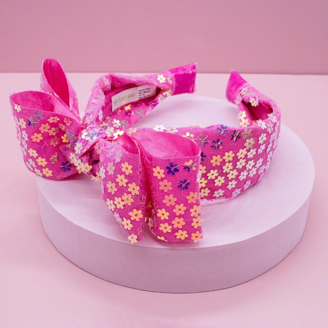 Frog Sac Big Bow Headband, Double Layer Sequin