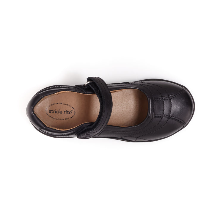 Stride Rite Claire Black Uniform Shoes Little Kids, children's uniform shoes — closeup view