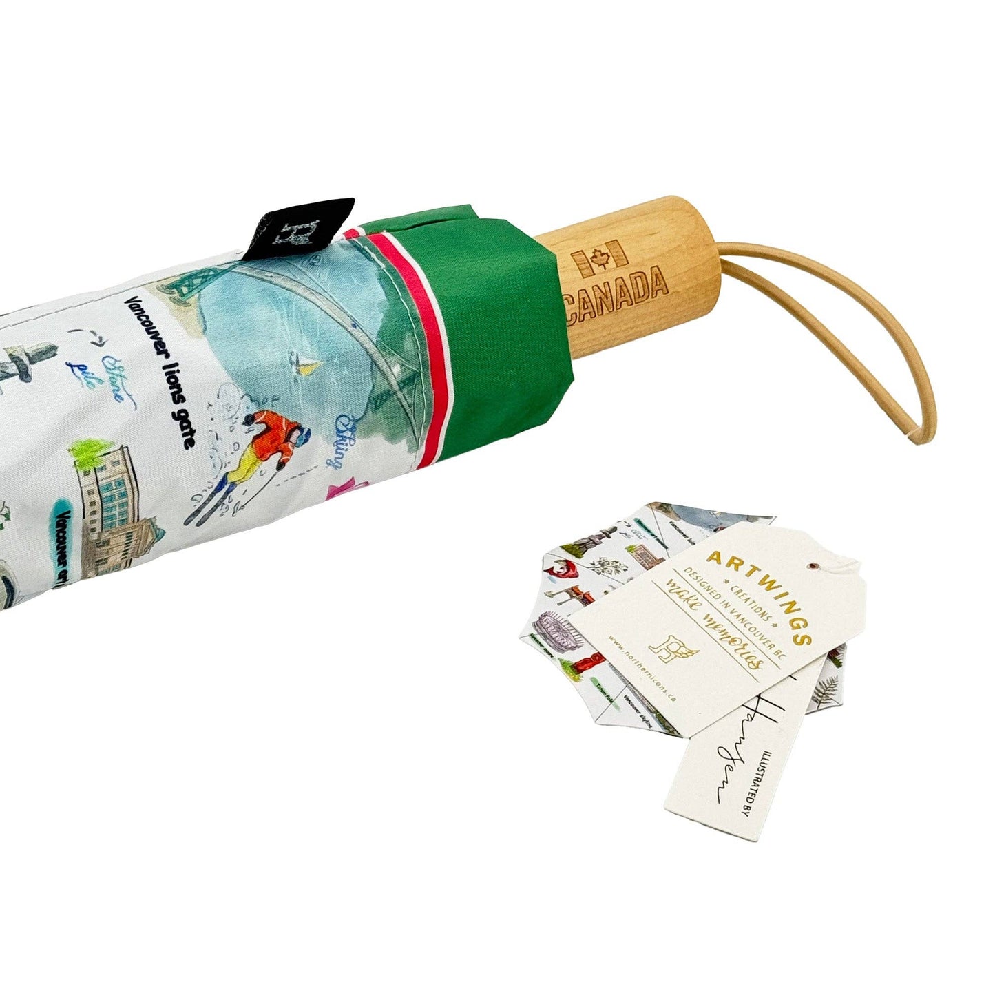 Vancouver Landmark Folding Umbrella UV Sun and Rain
