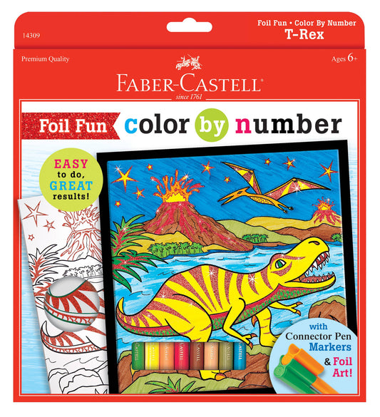 Faber-Castell / Creativity for Kids - Marker Color by Number T-Rex Foil Fun Kit for Kids