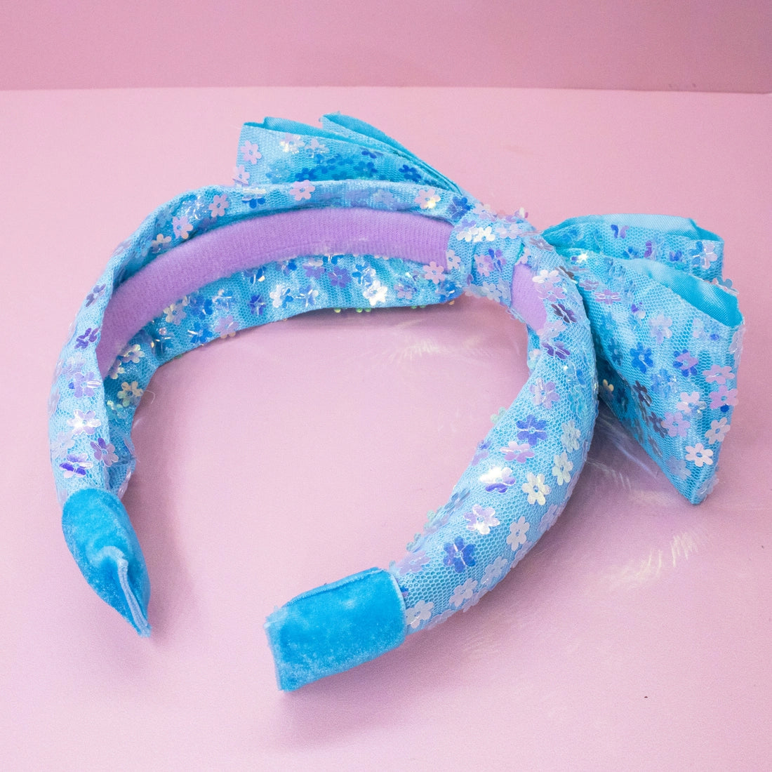 Frog Sac Big Bow Headband, Double Layer Sequin