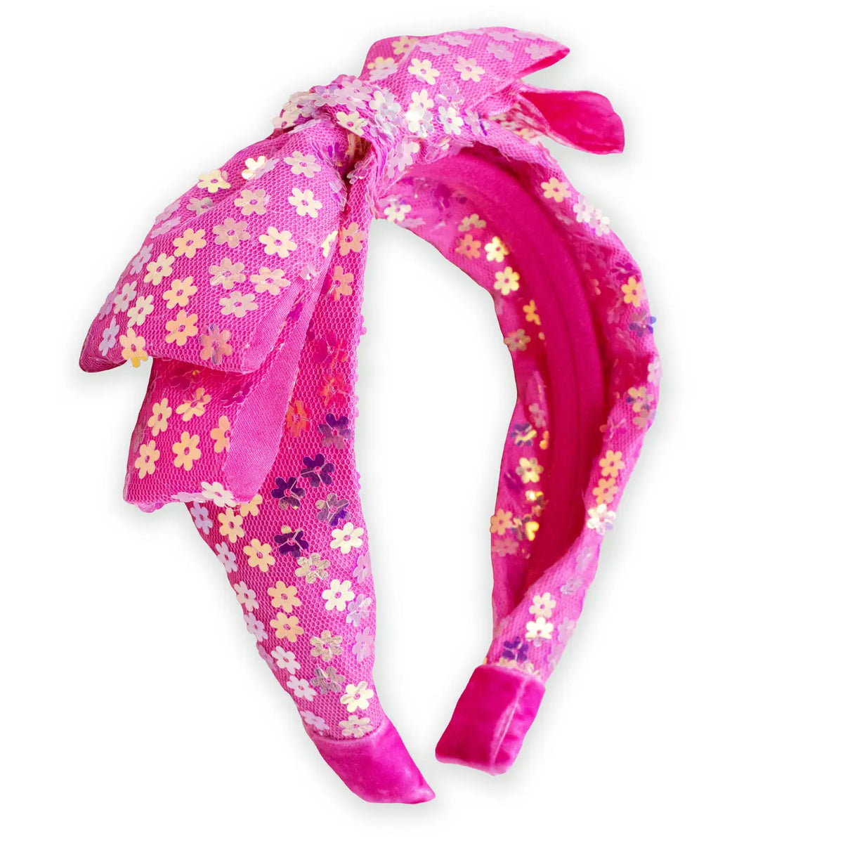 Frog Sac Big Bow Headband, Double Layer Sequin