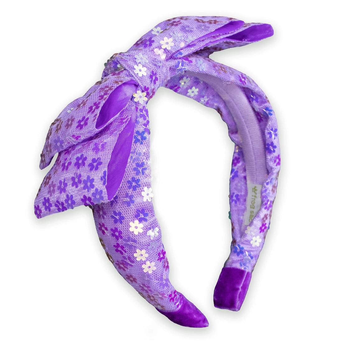 Frog Sac Big Bow Headband, Double Layer Sequin