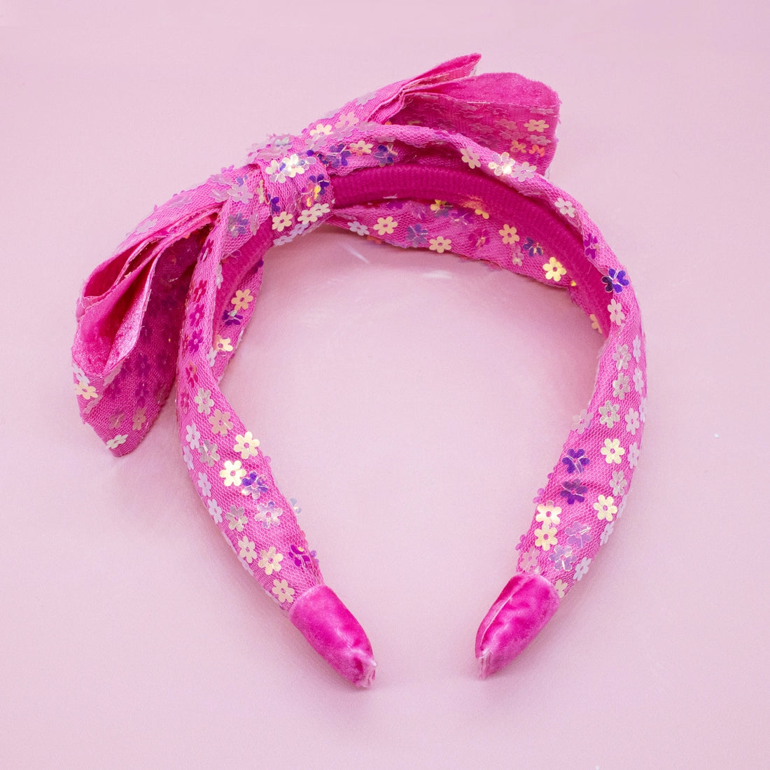 Frog Sac Big Bow Headband, Double Layer Sequin