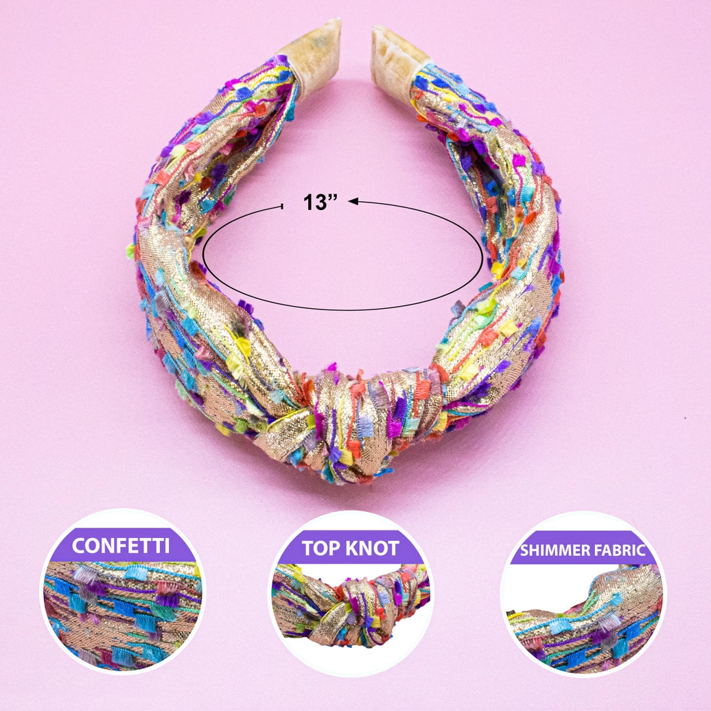 Frog Sac - Kids Knot Headband - Gold Confetti Hair Accessories For Girls