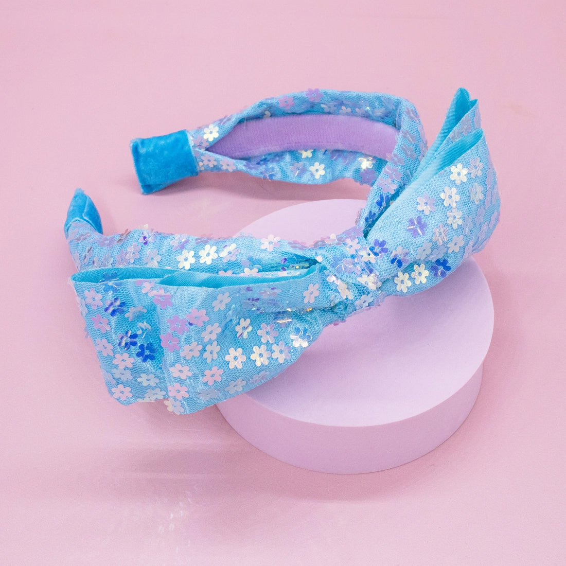 Frog Sac Big Bow Headband, Double Layer Sequin