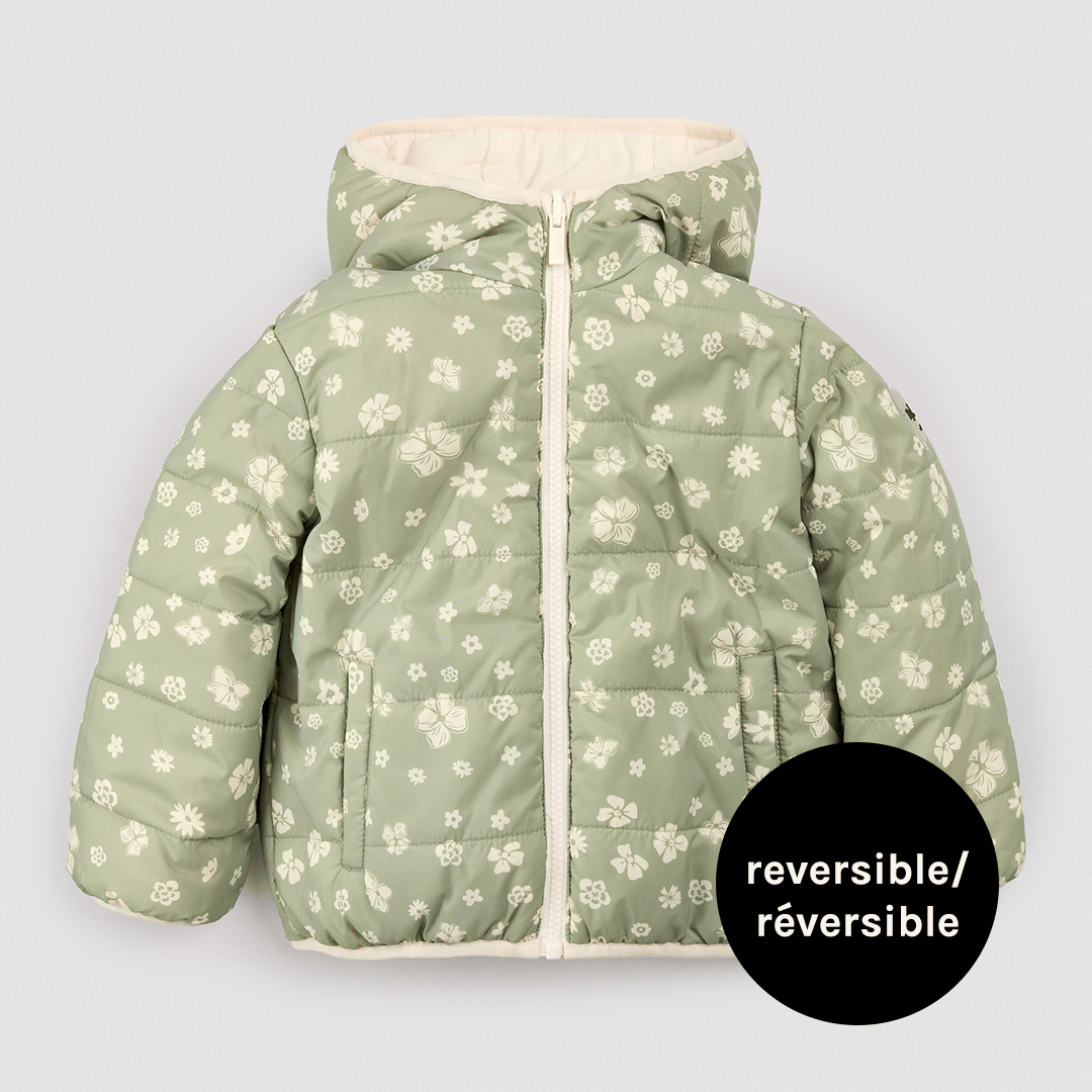 Miles The Label - Sage Floral Print on Birch Reversible Jacket