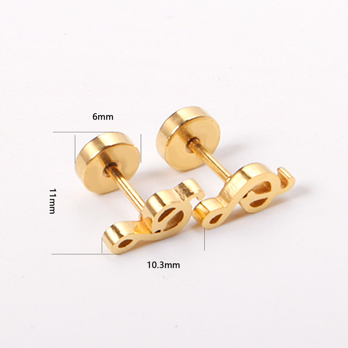 Oh! Cherise Stainless Steel Flat Back 18k Gold Plated Earrings