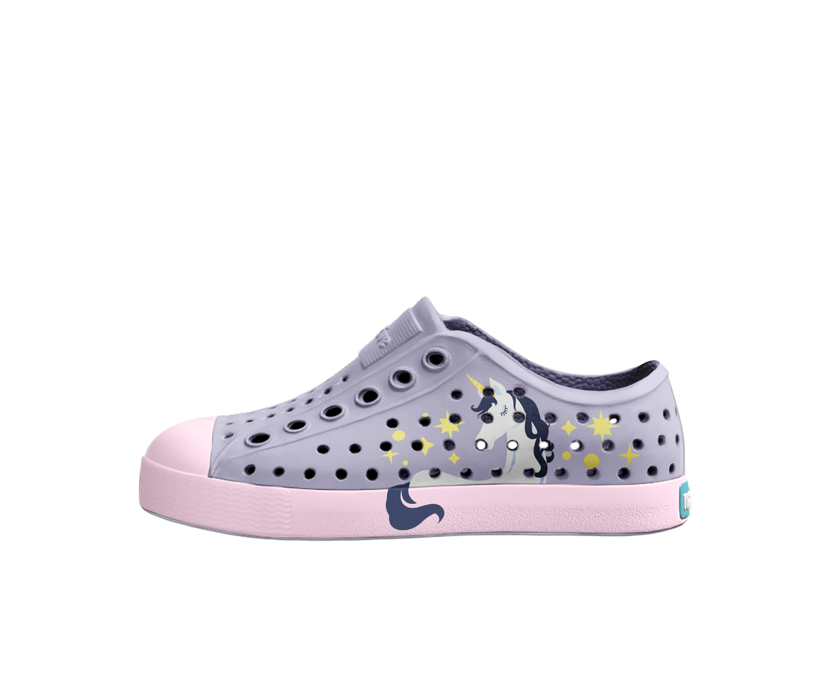 Native Shoes Jefferson Sugarlite Kids' Block Print Slip-On – Lighter EVA, Water-Friendly | Block Print Colours