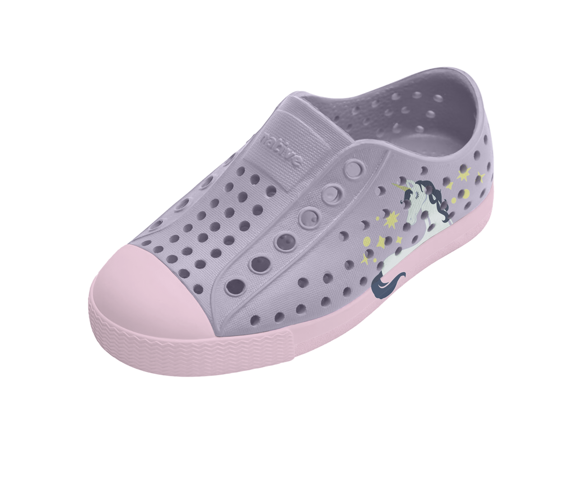 Native Shoes Jefferson Sugarlite Kids' Block Print Slip-On – Lighter EVA, Water-Friendly | Block Print Colours