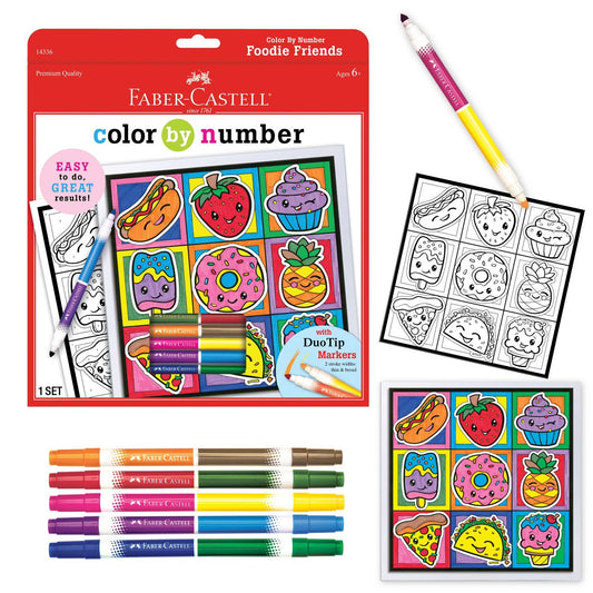 Faber-Castell / Creativity for Kids - Marker Color by Number Foodie Friends for Kids