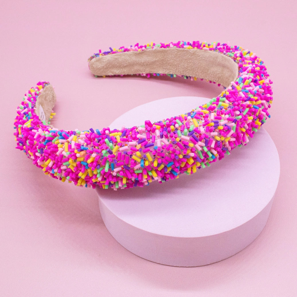 Frog Sac - Padded Sprinkles Headband - Hot Pink Confetti Hair Band