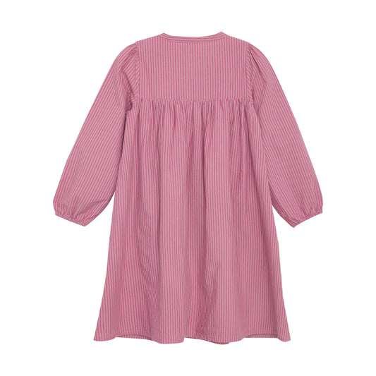 Minymo - Striped Dress with Floral Embroidery - 5 Years