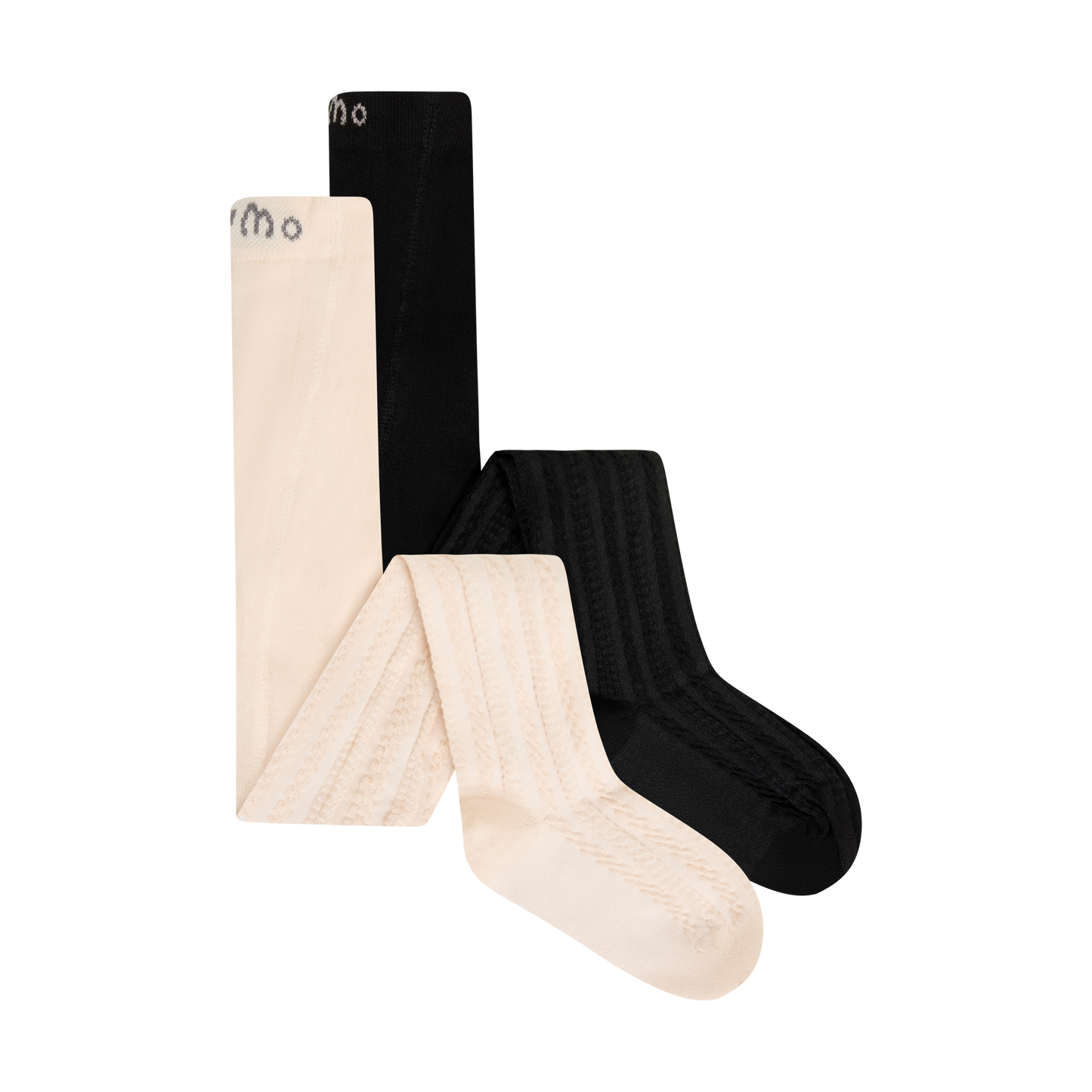 Minymo Cotton Cable Knit Stockings 2-Pack