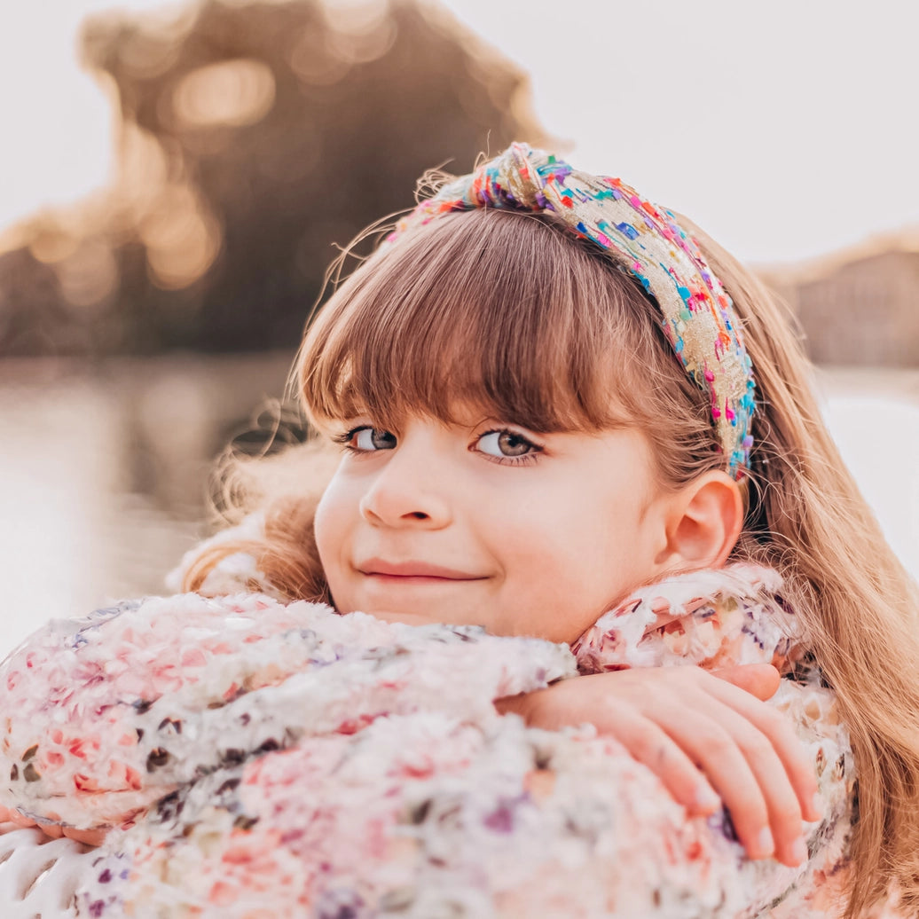 Frog Sac -  Kids Knot Headband - Gold Confetti Hair Accessories For Girls