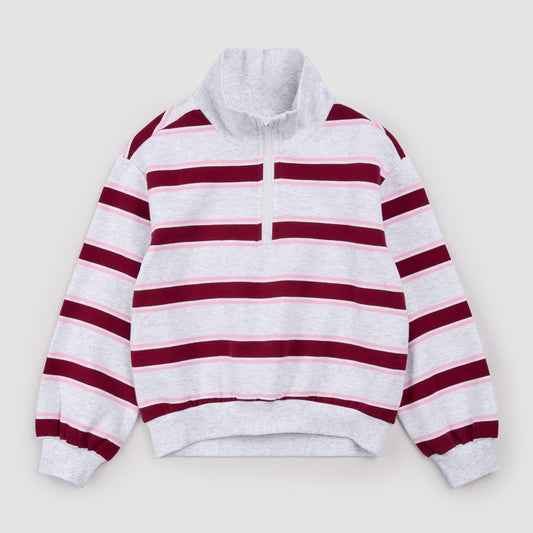 Miles The Label - Quarter Zip Sweatshirt in Light Heather Grey