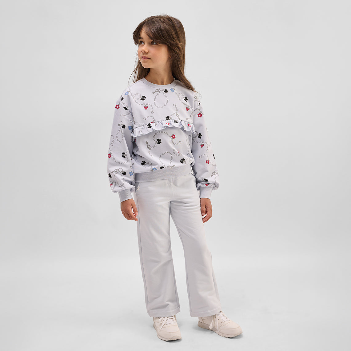 Miles The Label - Frill Crewneck Sweatshirt in Light Blue