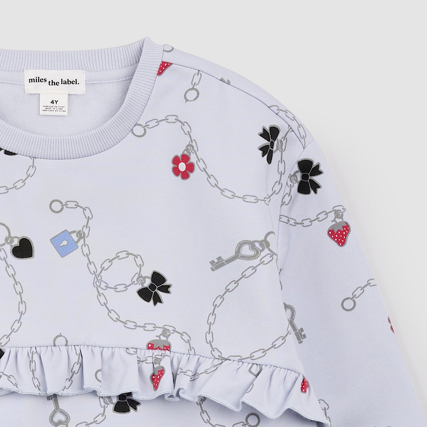 Miles The Label - Frill Crewneck Sweatshirt in Light Blue
