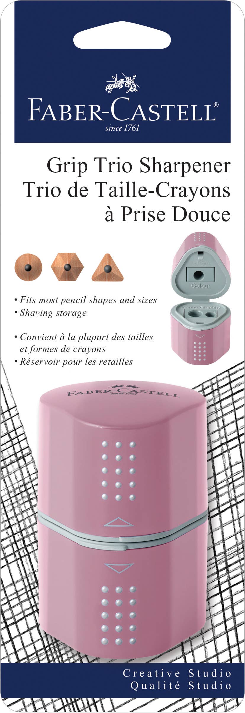 Faber-Castell / Creativity for Kids - Grip Trio Pencil Sharpener, Rose Shadows