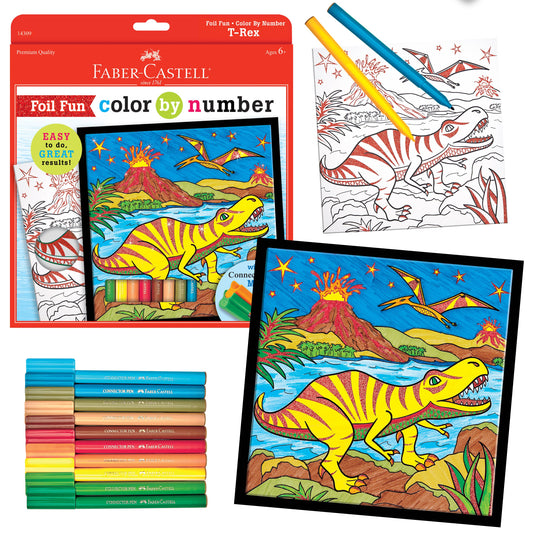 Faber-Castell / Creativity for Kids - Marker Color by Number T-Rex Foil Fun Kit for Kids