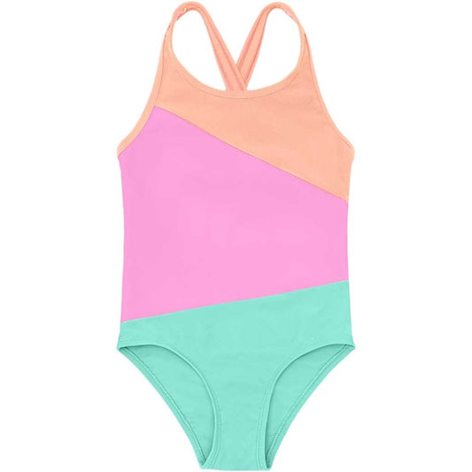 Color Kids - Color Block One-Piece Swimsuit- 6Y