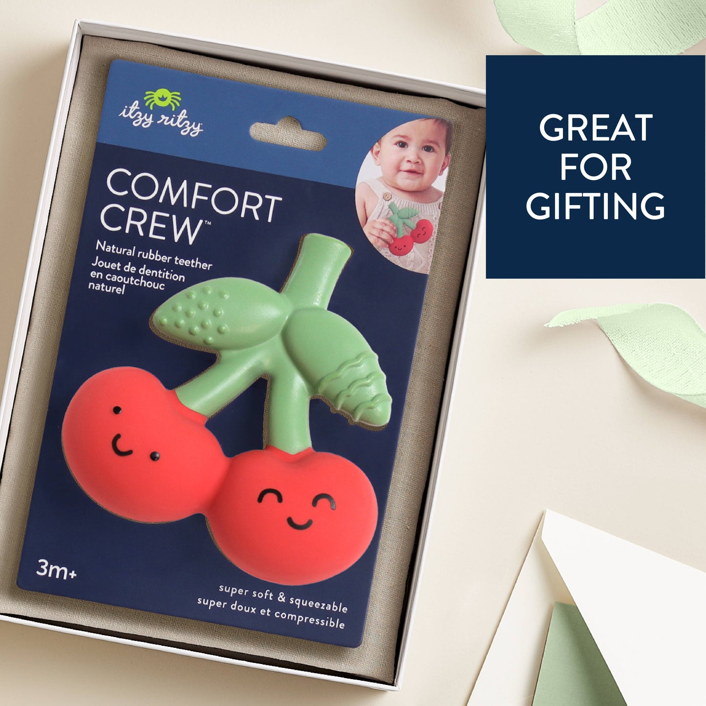 Itzy Ritzy - Comfort Crew: Cherry Natural Rubber Teether