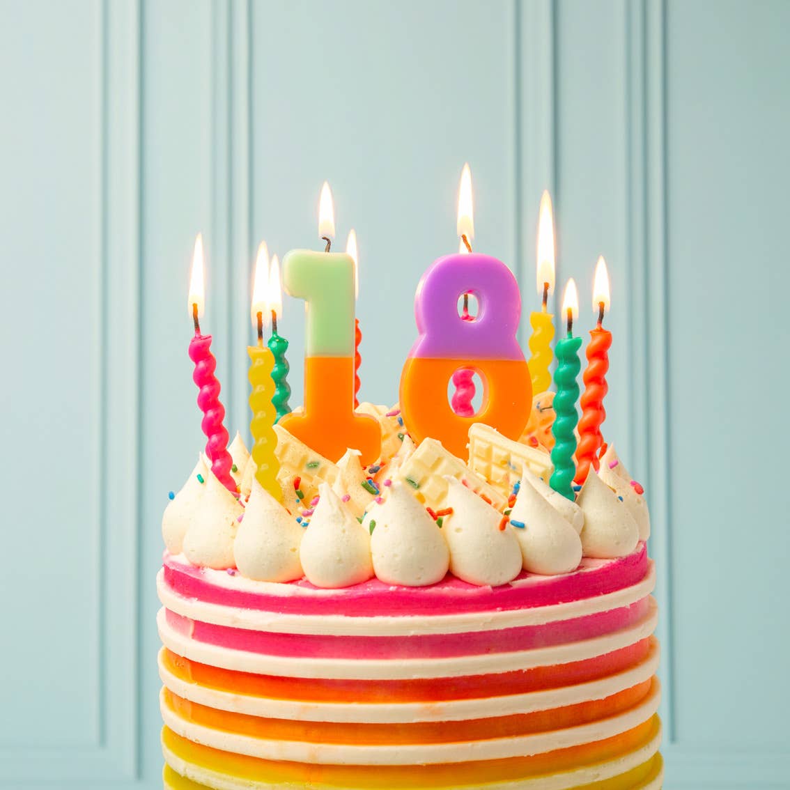 Talking Tables USA - Twisted Rainbow Birthday Candles | 8 Pack | Birthday Party |