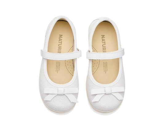 Naturino - Claries 2 Canvas  White Mary Jane Shoe Crystals/Sprint