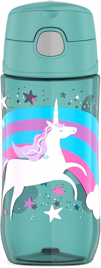 Thermos Funtainer 16 Ounce Plastic Hydration Bottle with Spout Lid, Color Change Unicorns
