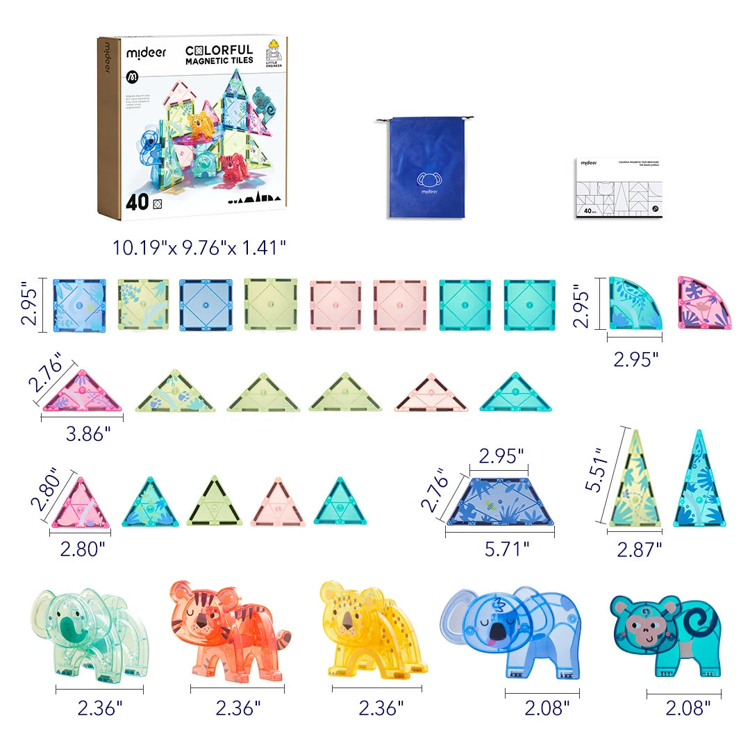 Mideer Colourful Magnetic Tiles: Wonderful Forest 40 Pieces