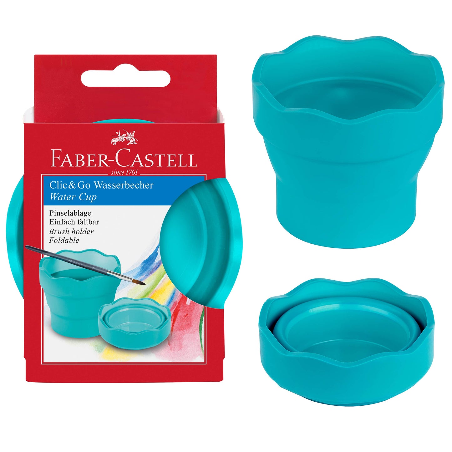 Faber-Castell / Creativity for Kids - Clic & Go Collapsable Water Cup for Painting, Turquoise