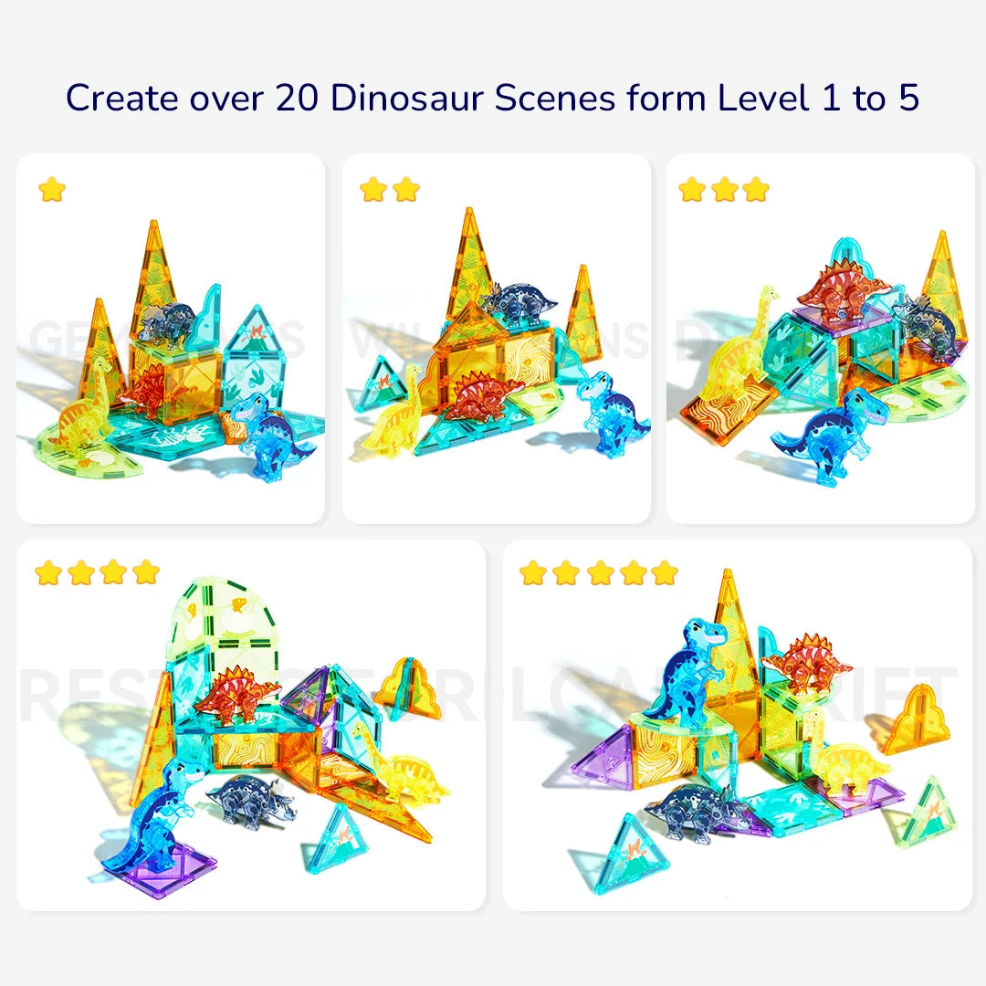 Mideer Colourful Magnetic Tiles: Jurassic Adventure 48 Pieces