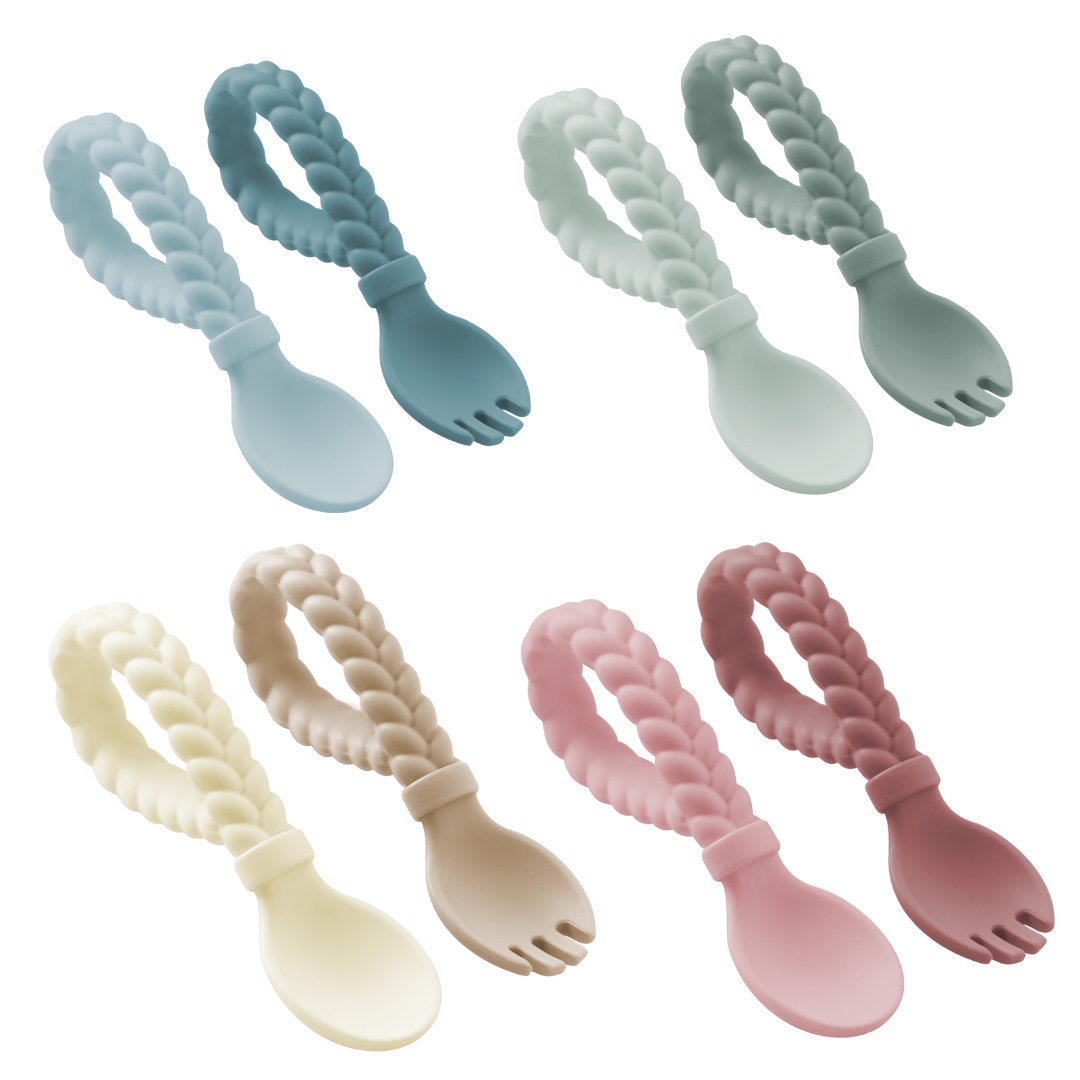 Itzy Ritzy - Sweetie Spoon + Fork Set: Buttercream + Toffee