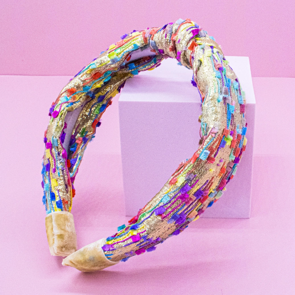 Frog Sac -  Kids Knot Headband - Gold Confetti Hair Accessories For Girls