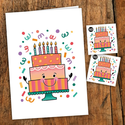 Pico Greeting Card + Temporary Tattoo - Happy Birthday