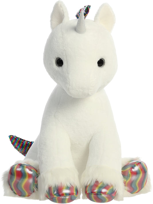 Aurora -Shimmers-Clouds Unicorn White 33"