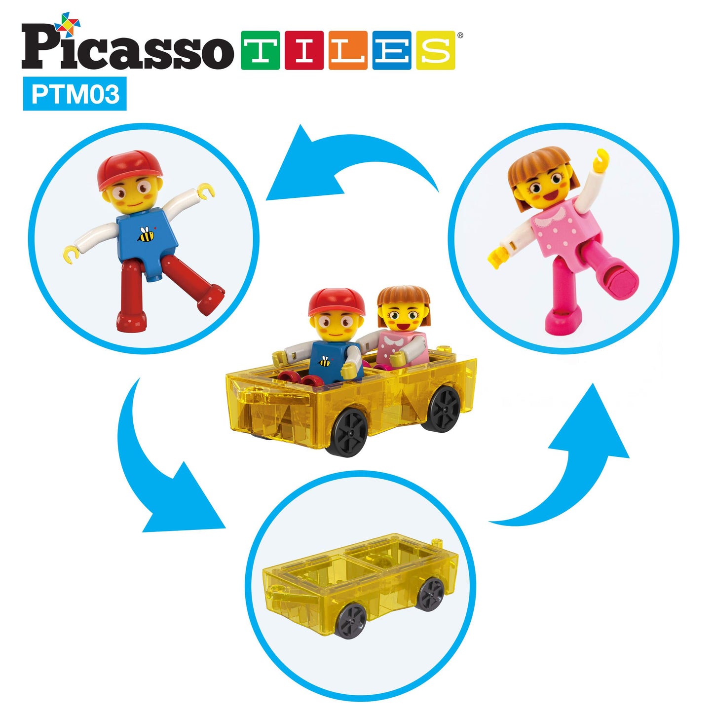 PicassoTiles 3pk Travel Size Magnetic Tile Building Set