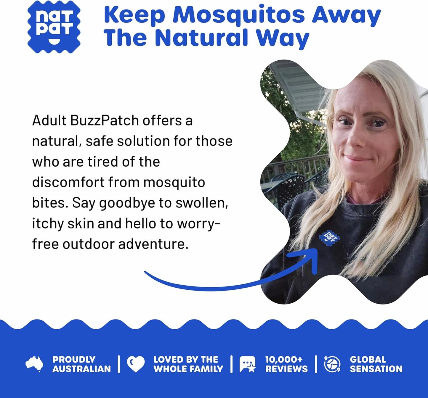 NATPAT Adult BuzzPatch Mosquito Repellent Patches