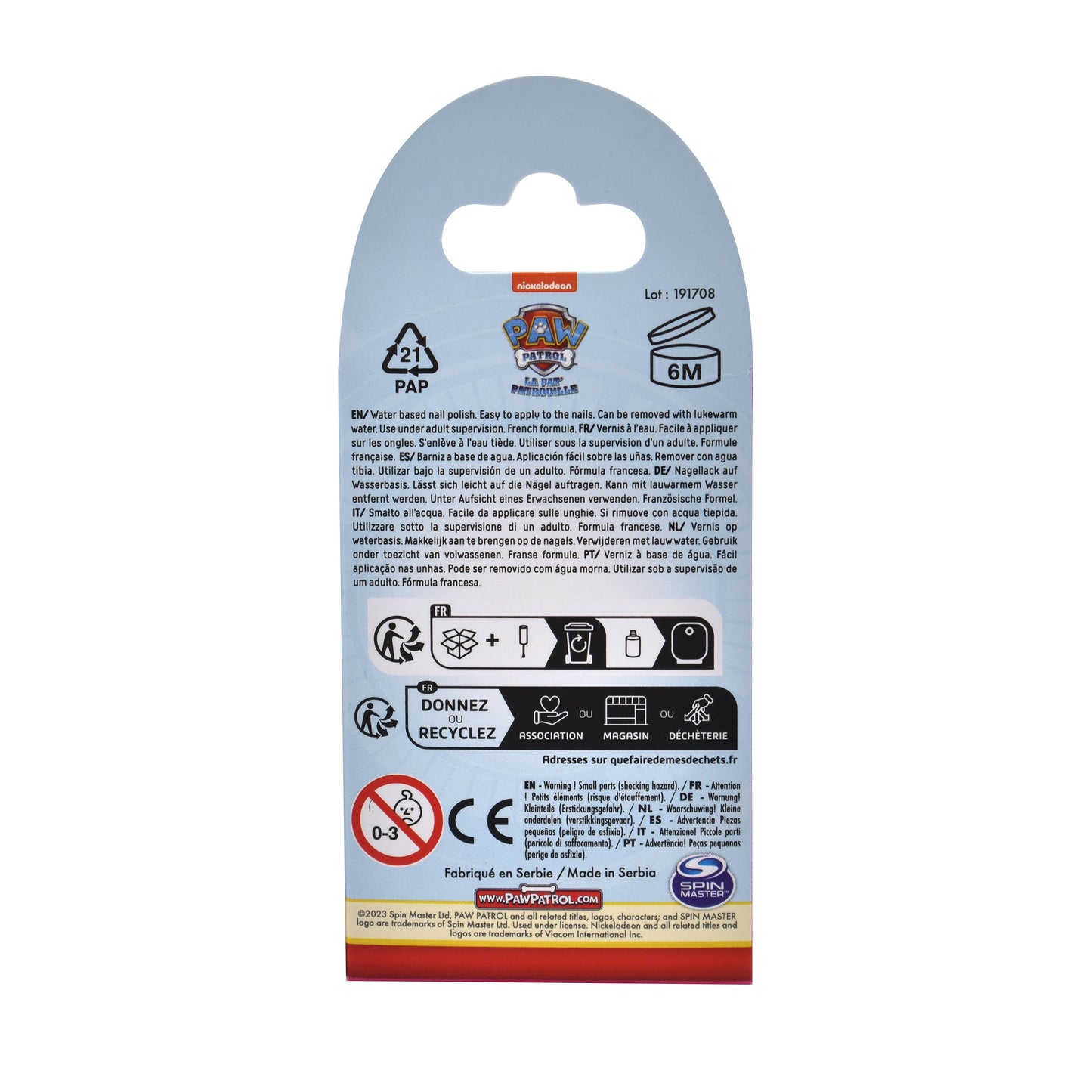 Takecare - The Paw Patrol - Kids' Water-Based Varnish - 9ml