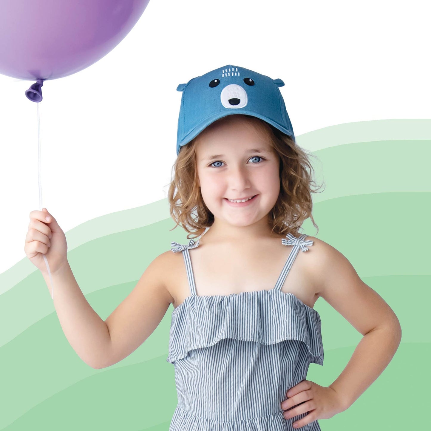 Flapjackkids - Kids Upf50+ 3D Cap - Bear Chambray (4-6Y)