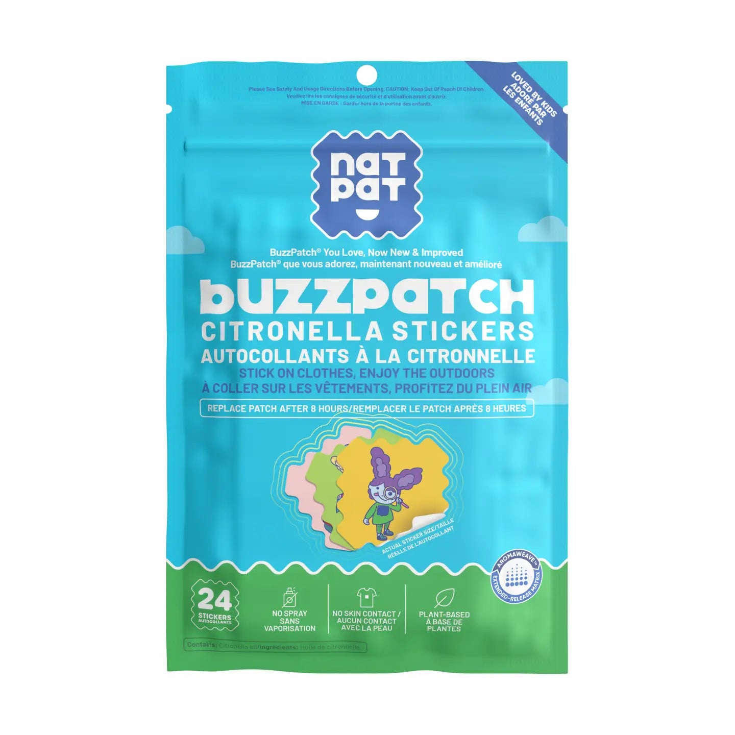 NATPAT - BuzzPatch: Mosquito Patches, Natural Insect Repellent - 24 Pack