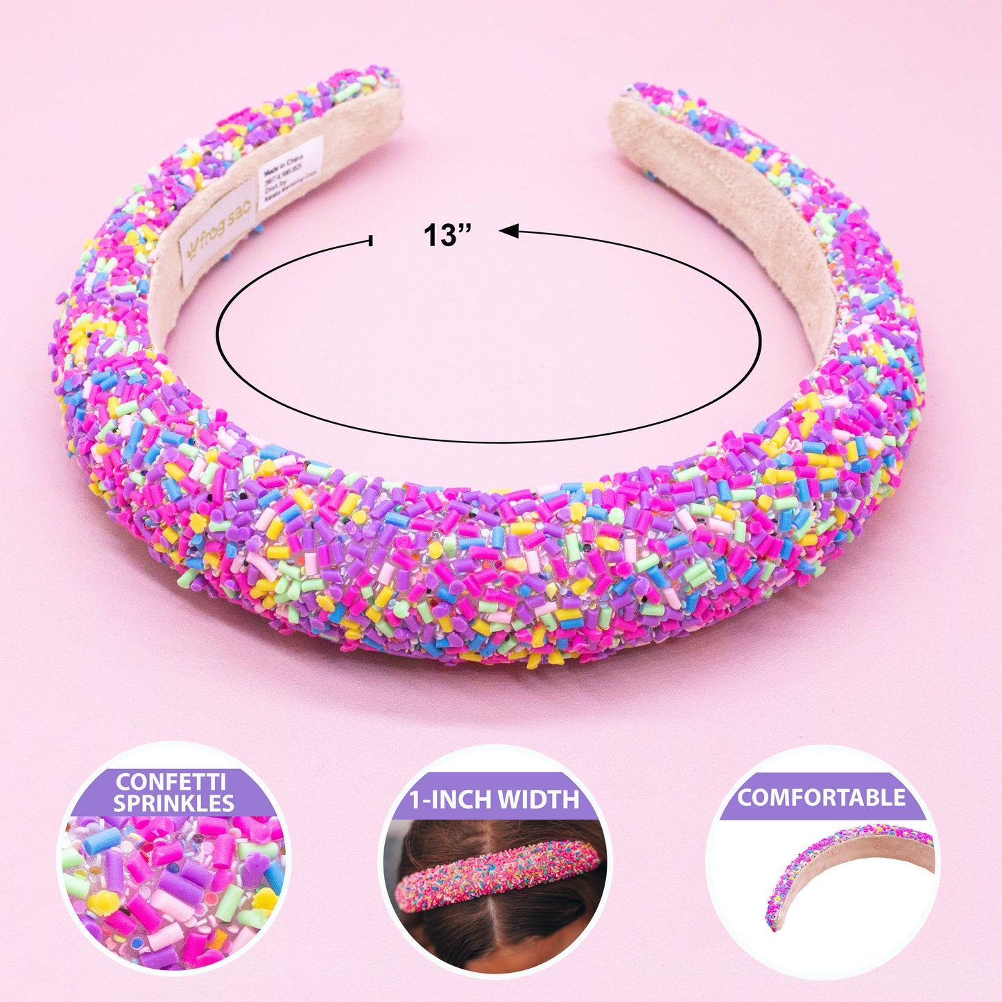 Frog Sac - Padded Sprinkles Headband - Confetti Hair Band