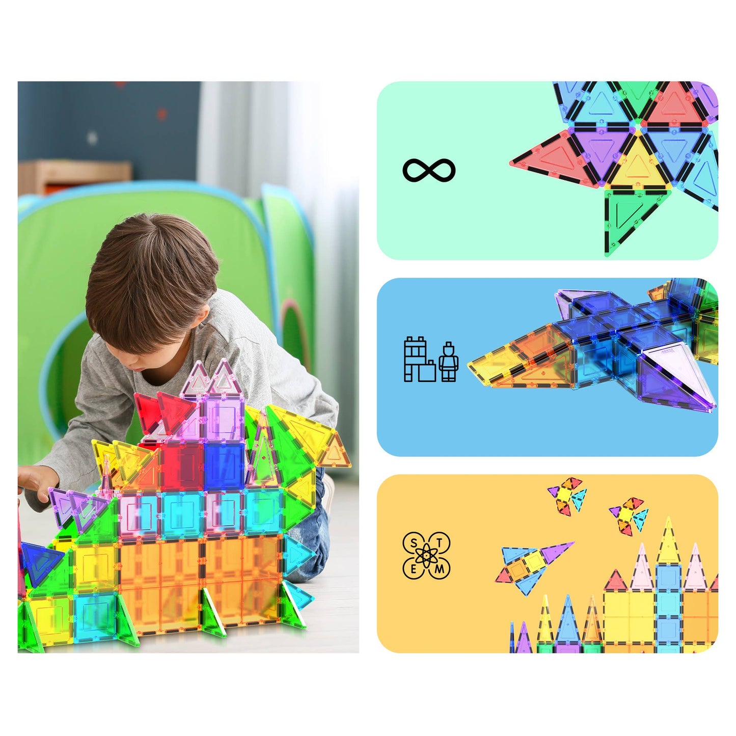PicassoTiles 101pc Magnetic Tile Building Set