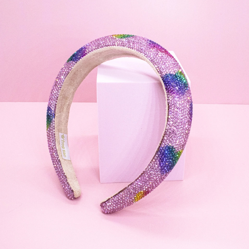 Frog Sac - Kids Heart Headband - Padded Rhinestone Hair Band For Girls