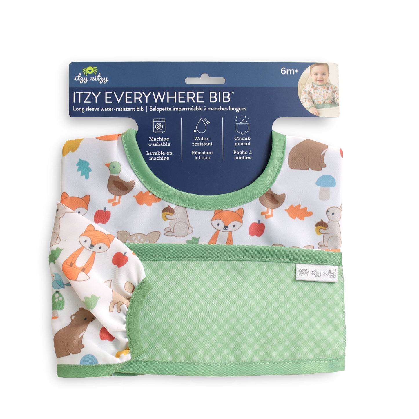 Itzy Ritzy -  Itzy Everywhere Bib - Long Sleeve Water-resistant Bib