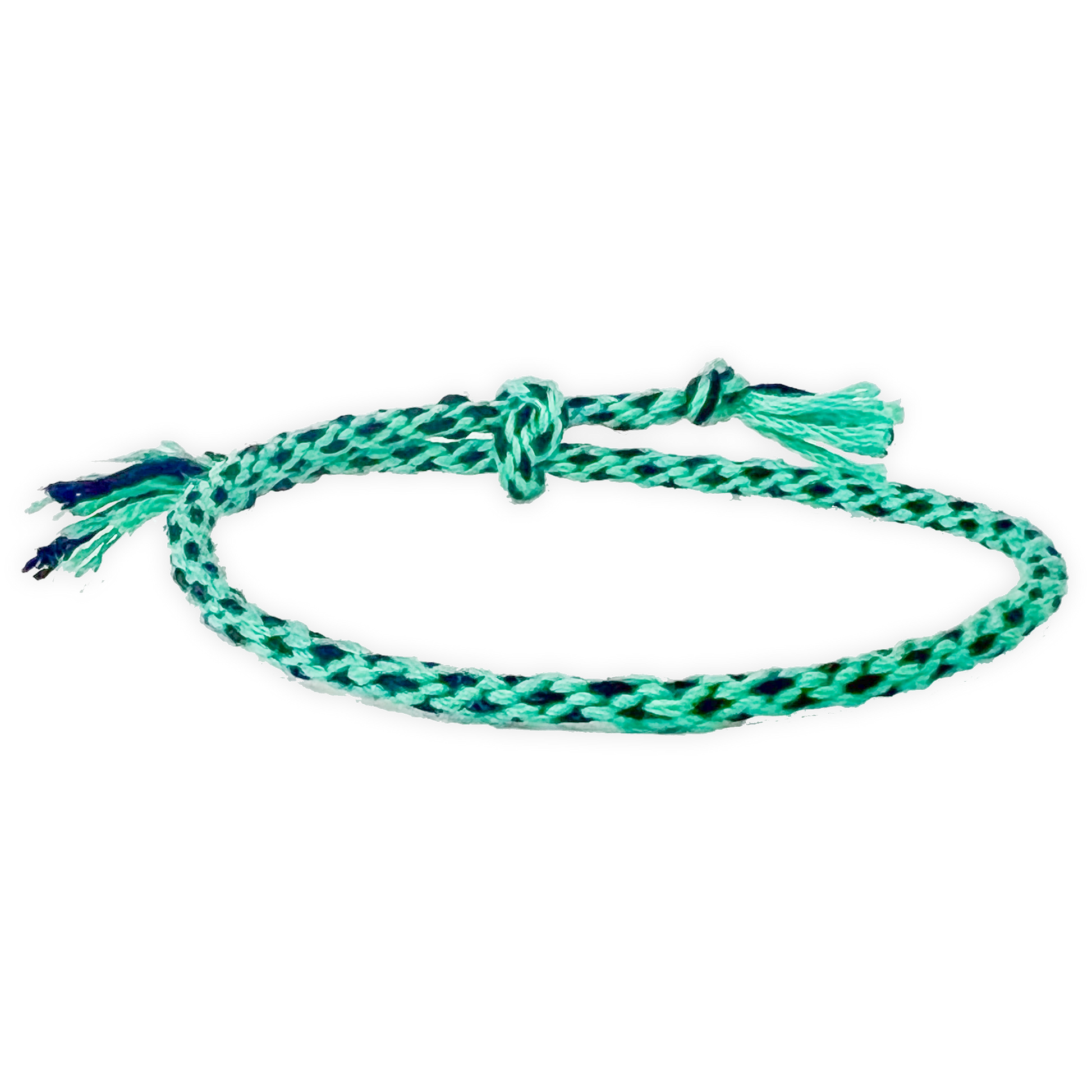Braided green bracelet on a white background