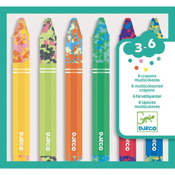 Djeco - Multicolored  Wax Crayons - 6PCs