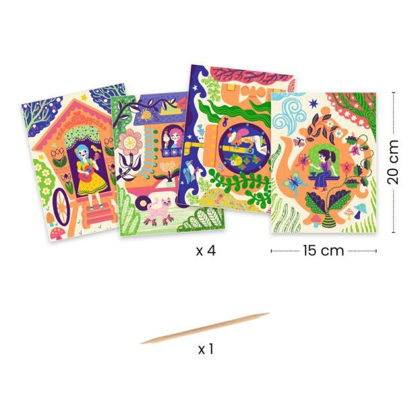 Djeco - Scratch Cards Art Activity: Funny Houses