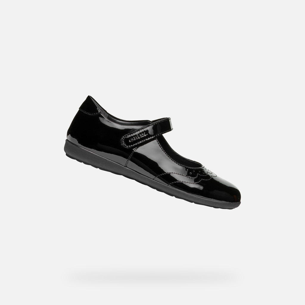 Geox Kids Iberide Mary Jane Black Patent Leather Shoes